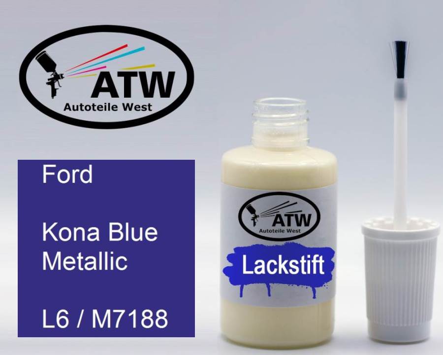 Ford, Kona Blue Metallic, L6 / M7188: 20ml Lackstift, von ATW Autoteile West.